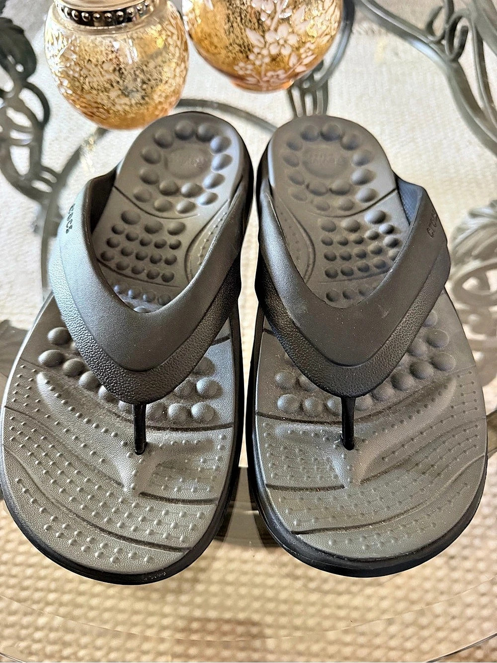 Crocs Reviva Flip Black & Gray Sandals M10/W12